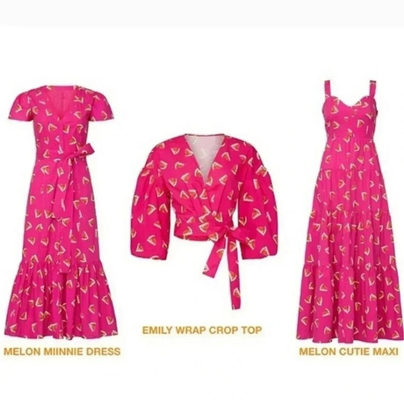 COLOR ME COURTNEY Watermelon Puff Sleeve Wrap Top [Fruitcore] small - Picture 5 of 12